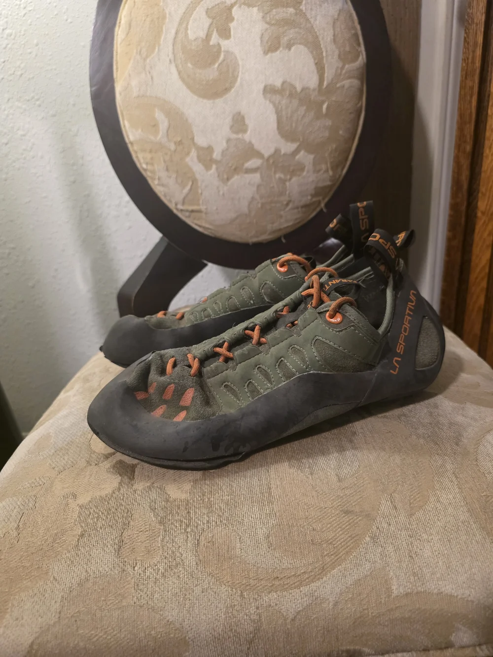 La Sportiva Men's Olive Green and Orange Climbing Shoes